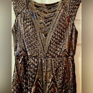NWT Nightway gray silver geometric design gown